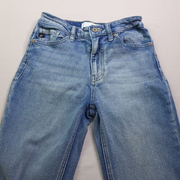 Kancan Straight Leg Jeans 5 Distressed Light Wash Mid Rise Stretch Juniors - Picture 7 of 9